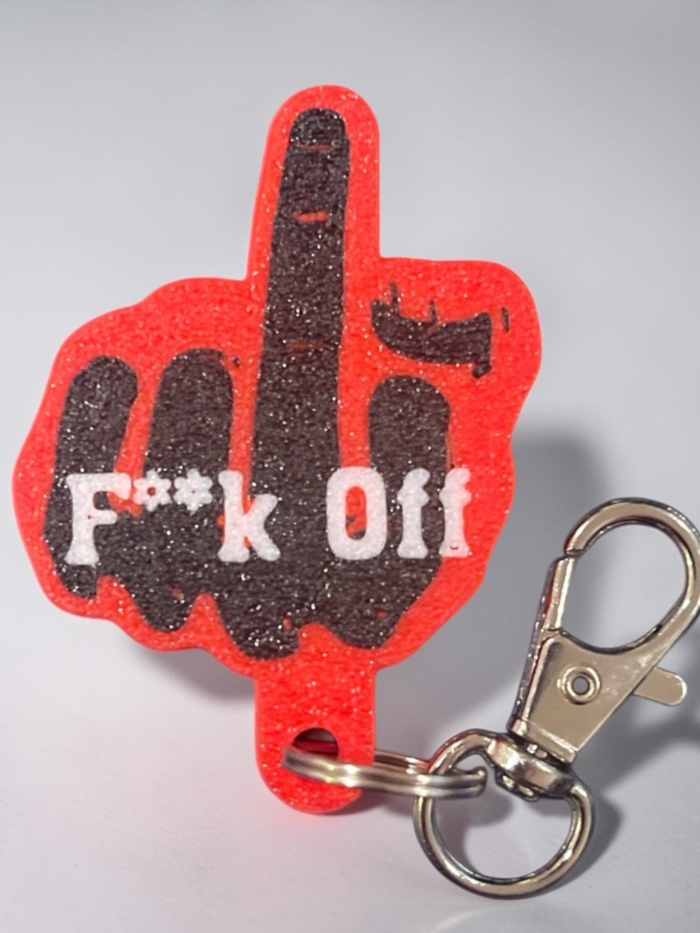 3d Custom F**k Off Middle Finger Keychain - Red and Black